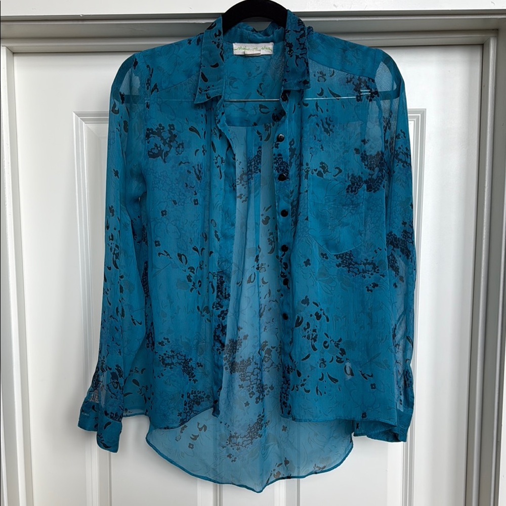 Floral Blue Sheer Women's Top